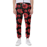 Red And Black Carnation Pattern Print Scuba Joggers