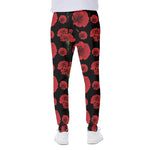 Red And Black Carnation Pattern Print Scuba Joggers