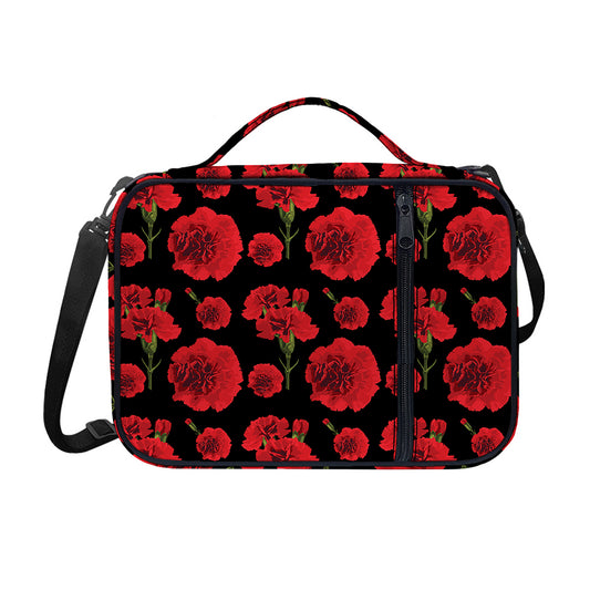 Red And Black Carnation Pattern Print Shoulder Strap Bible Bag