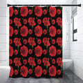 Red And Black Carnation Pattern Print Shower Curtain