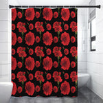 Red And Black Carnation Pattern Print Shower Curtain