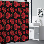 Red And Black Carnation Pattern Print Shower Curtain