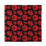 Red And Black Carnation Pattern Print Silk Bandana