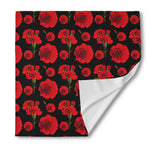 Red And Black Carnation Pattern Print Silk Bandana