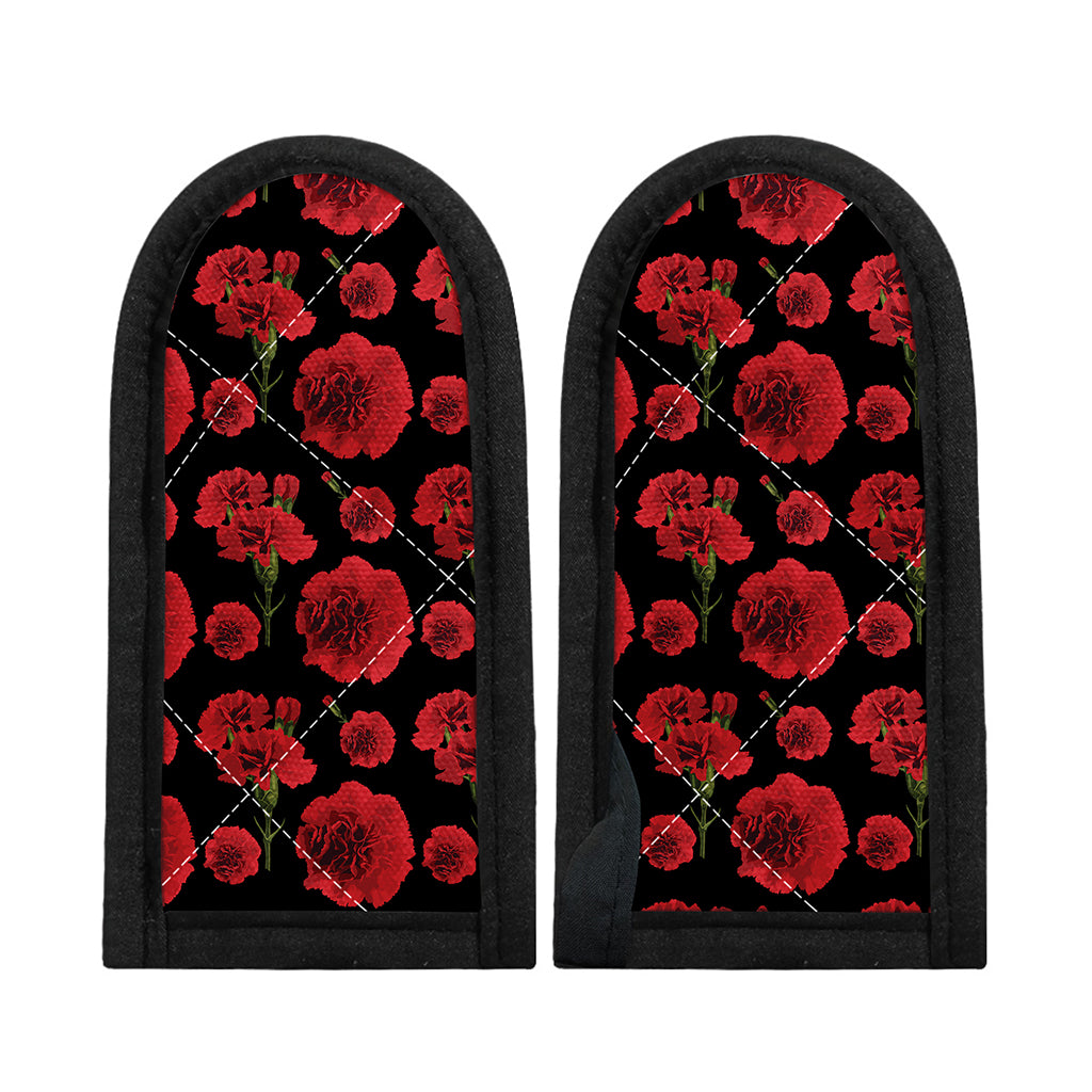 Red And Black Carnation Pattern Print Skillet Handle Cover