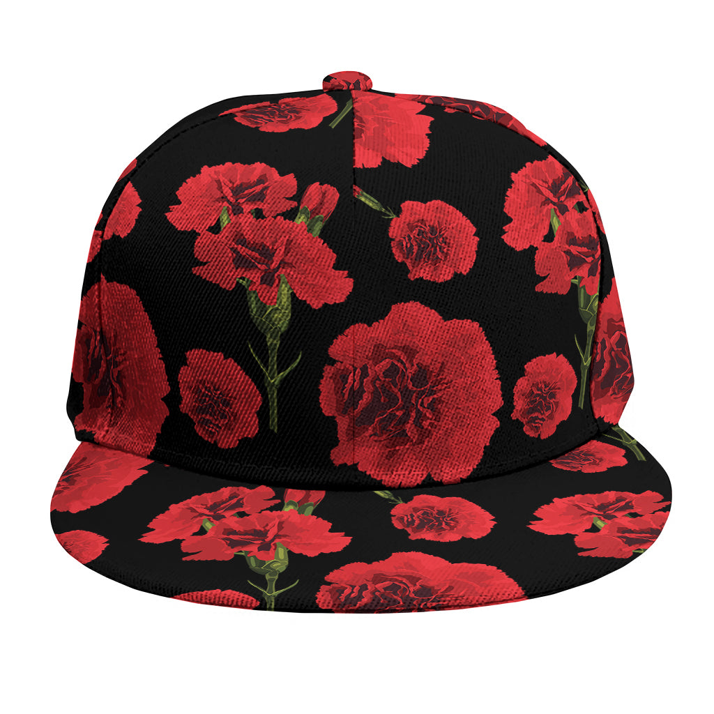 Red And Black Carnation Pattern Print Snapback Cap