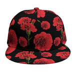 Red And Black Carnation Pattern Print Snapback Cap