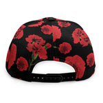 Red And Black Carnation Pattern Print Snapback Cap
