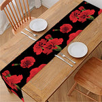 Red And Black Carnation Pattern Print Table Runner