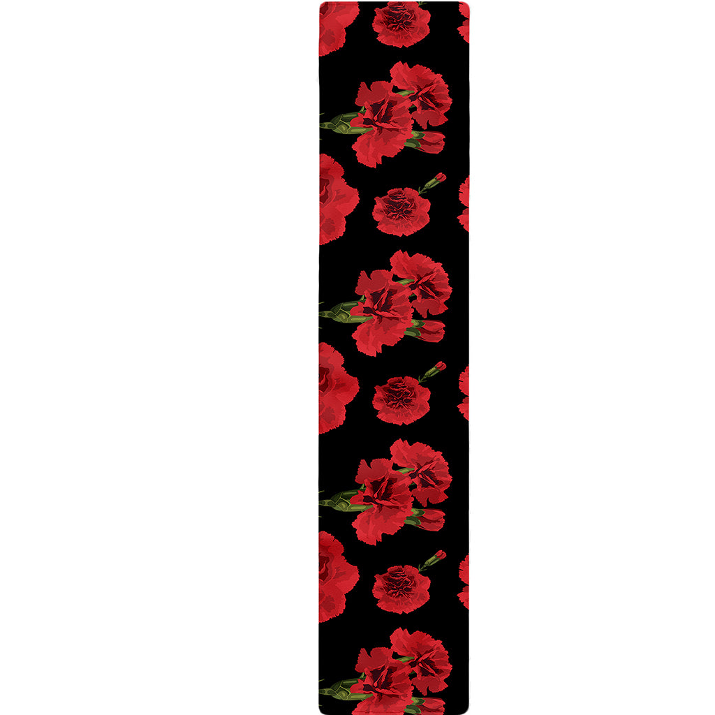Red And Black Carnation Pattern Print Table Runner