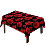 Red And Black Carnation Pattern Print Tablecloth