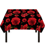 Red And Black Carnation Pattern Print Tablecloth