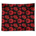 Red And Black Carnation Pattern Print Tapestry