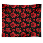Red And Black Carnation Pattern Print Tapestry