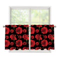 Red And Black Carnation Pattern Print Tier Curtains