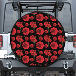 Red And Black Carnation Pattern Print Tire Cover