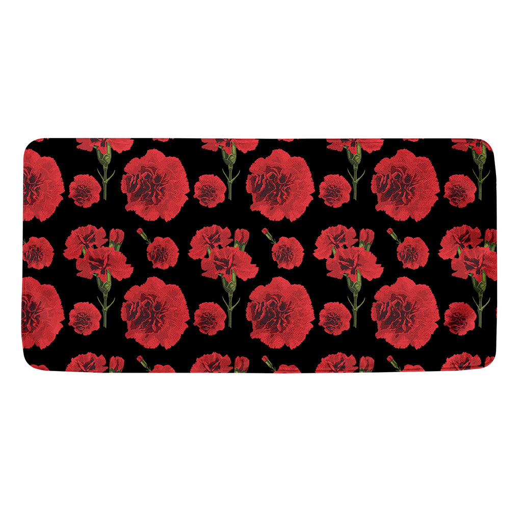 Red And Black Carnation Pattern Print Towel