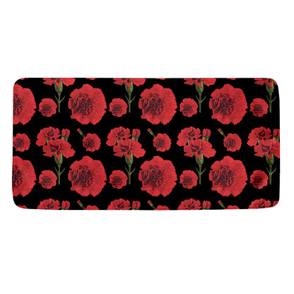 Red And Black Carnation Pattern Print Towel