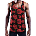 Red And Black Carnation Pattern Print Men's Workout Tank Top