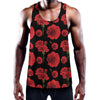 Red And Black Carnation Pattern Print Training Tank Top