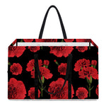 Red And Black Carnation Pattern Print Utility Tote Bag
