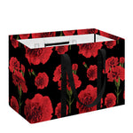 Red And Black Carnation Pattern Print Utility Tote Bag