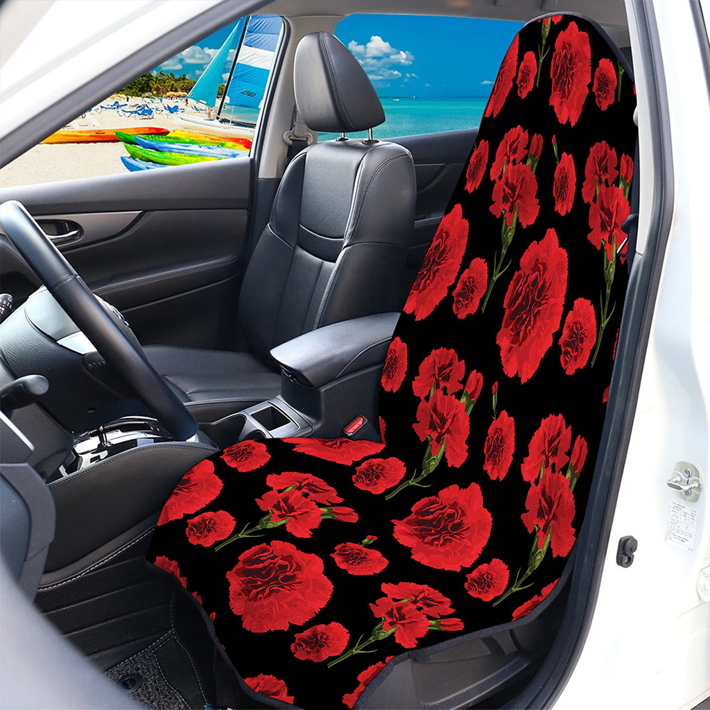 Red And Black Carnation Pattern Print Waterproof Car Seat Cover