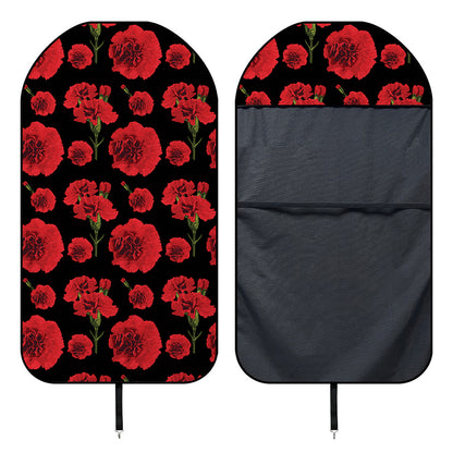 Red And Black Carnation Pattern Print Waterproof Car Seat Cover