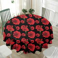 Red And Black Carnation Pattern Print Waterproof Round Tablecloth