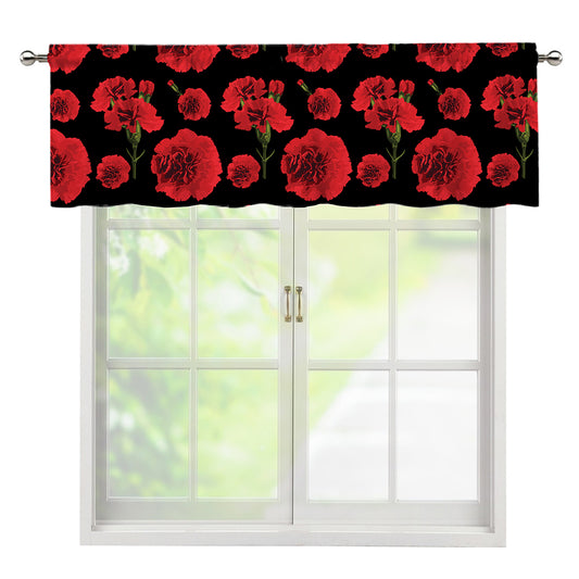 Red And Black Carnation Pattern Print Window Valance