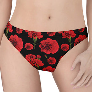 Red And Black Carnation Pattern Print Women's Thong