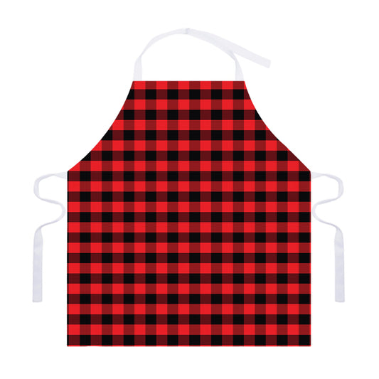 Red And Black Check Pattern Print Adjustable Apron