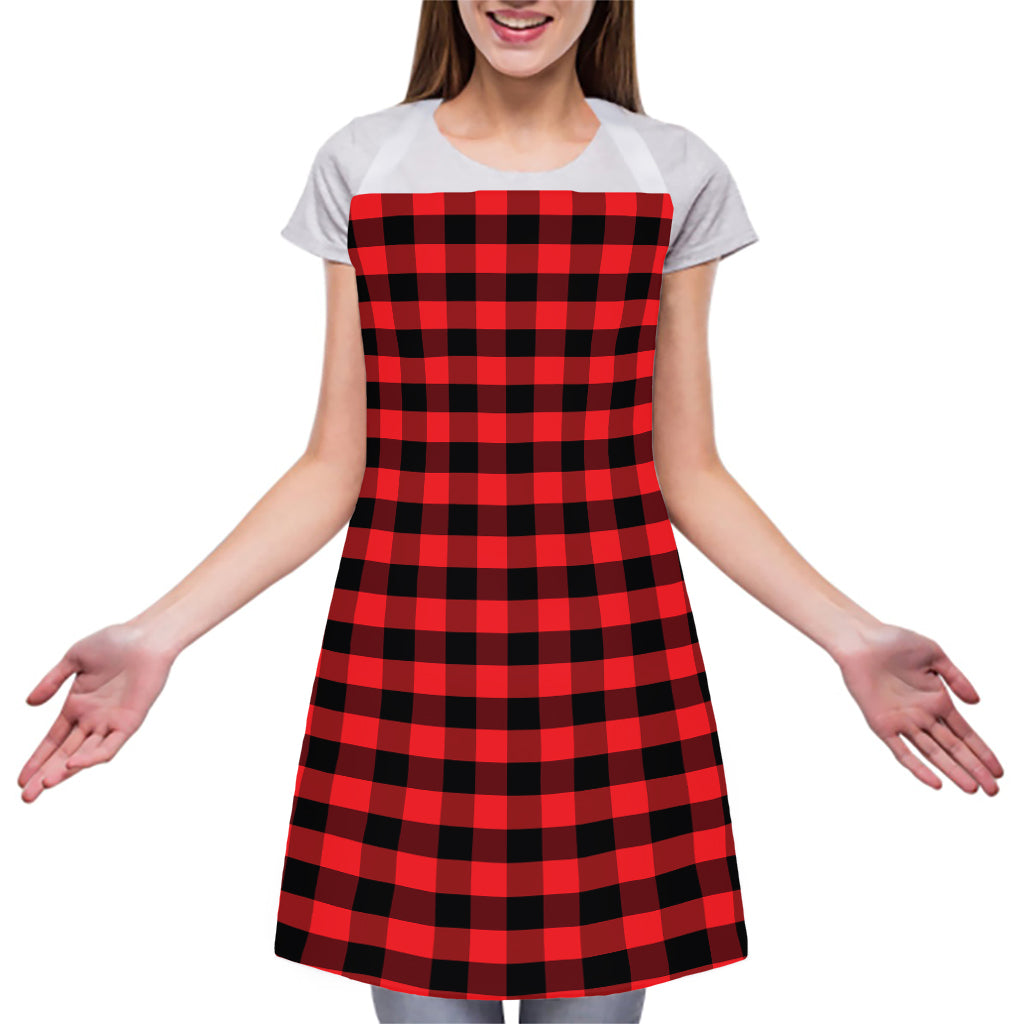 Red And Black Check Pattern Print Adjustable Apron