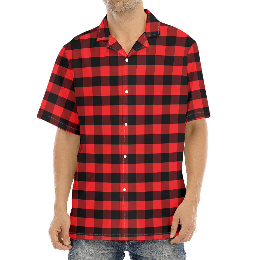 Red And Black Check Pattern Print Aloha Shirt