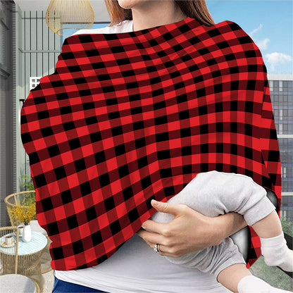 Red And Black Check Pattern Print Baby Seat Cover