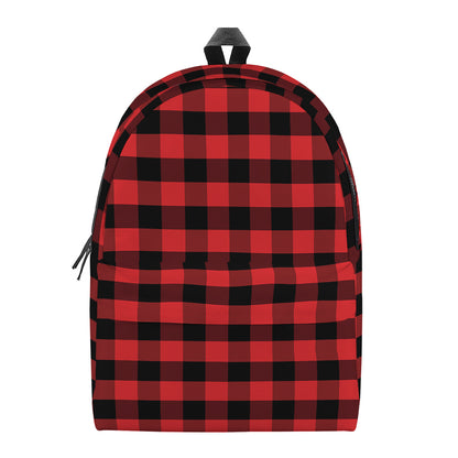 Red And Black Check Pattern Print Backpack