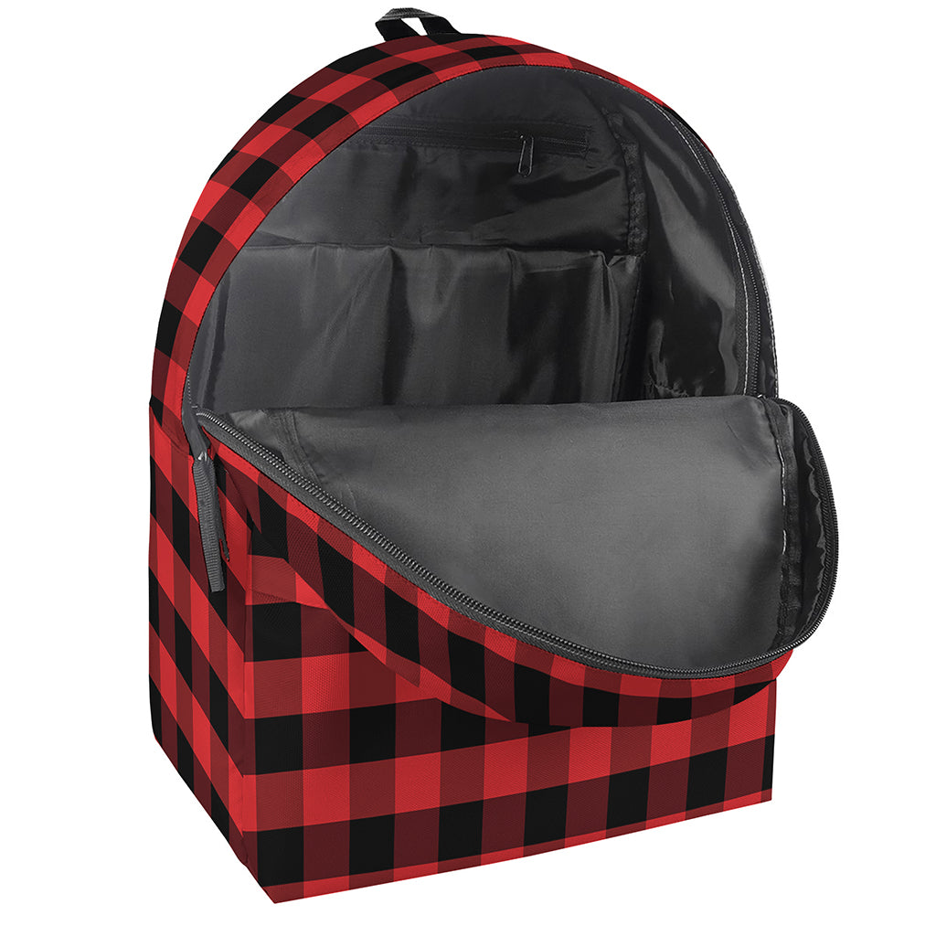 Red And Black Check Pattern Print Backpack