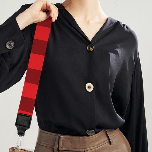 Red And Black Check Pattern Print Bag Strap