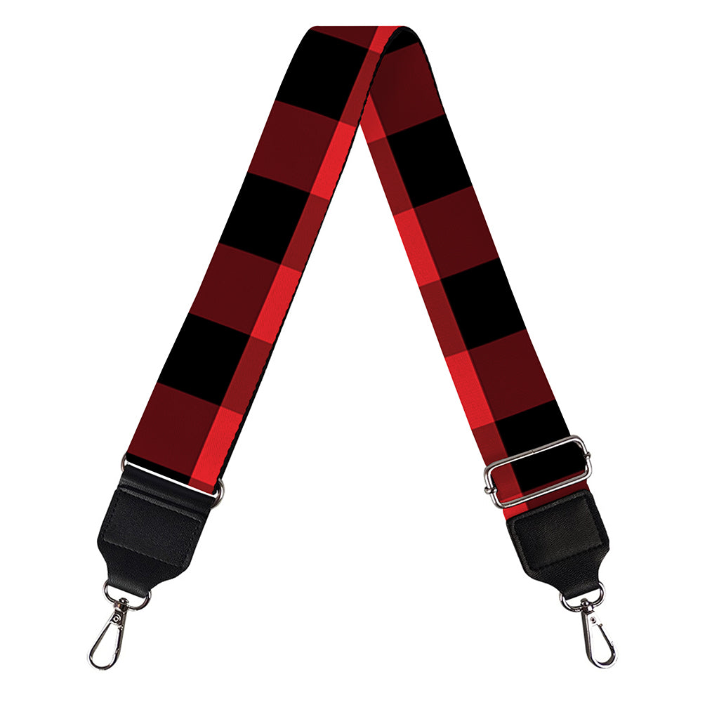 Red And Black Check Pattern Print Bag Strap