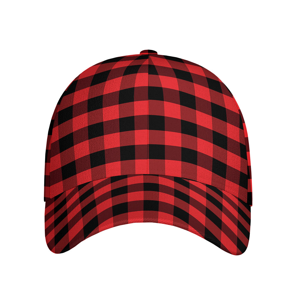Red And Black Check Pattern Print Baseball Cap