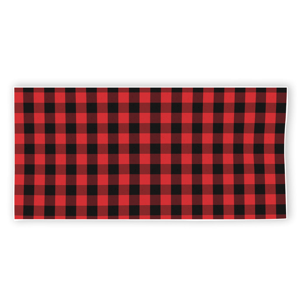Red And Black Check Pattern Print Beach Towel