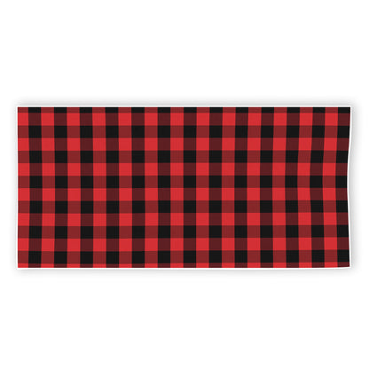 Red And Black Check Pattern Print Beach Towel