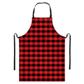 Red And Black Check Pattern Print Bib Apron With Pocket