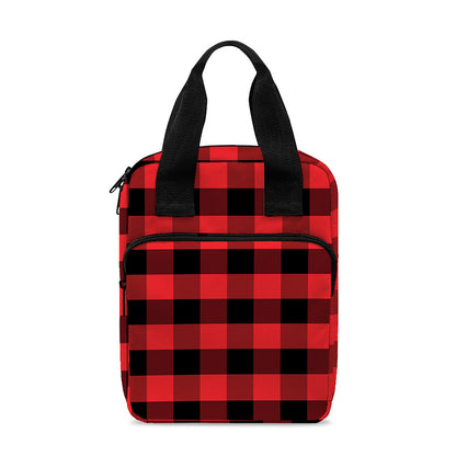 Red And Black Check Pattern Print Bible Tote Bag