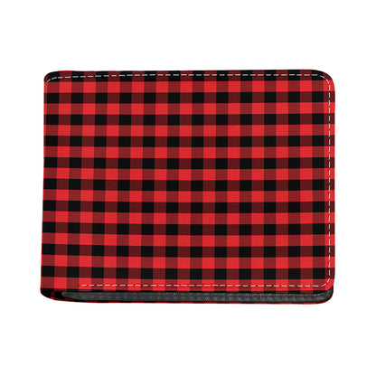 Red And Black Check Pattern Print Bifold Wallet