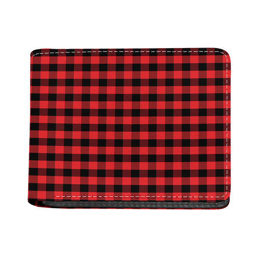 Red And Black Check Pattern Print Bifold Wallet