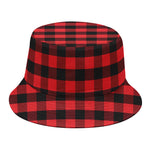 Red And Black Check Pattern Print Bucket Hat