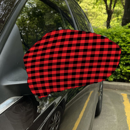 Red And Black Check Pattern Print Car Side Mirror Covers