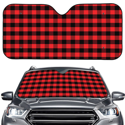 Red And Black Check Pattern Print Car Windshield Sun Shade