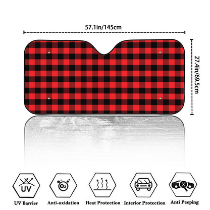 Red And Black Check Pattern Print Car Windshield Sun Shade